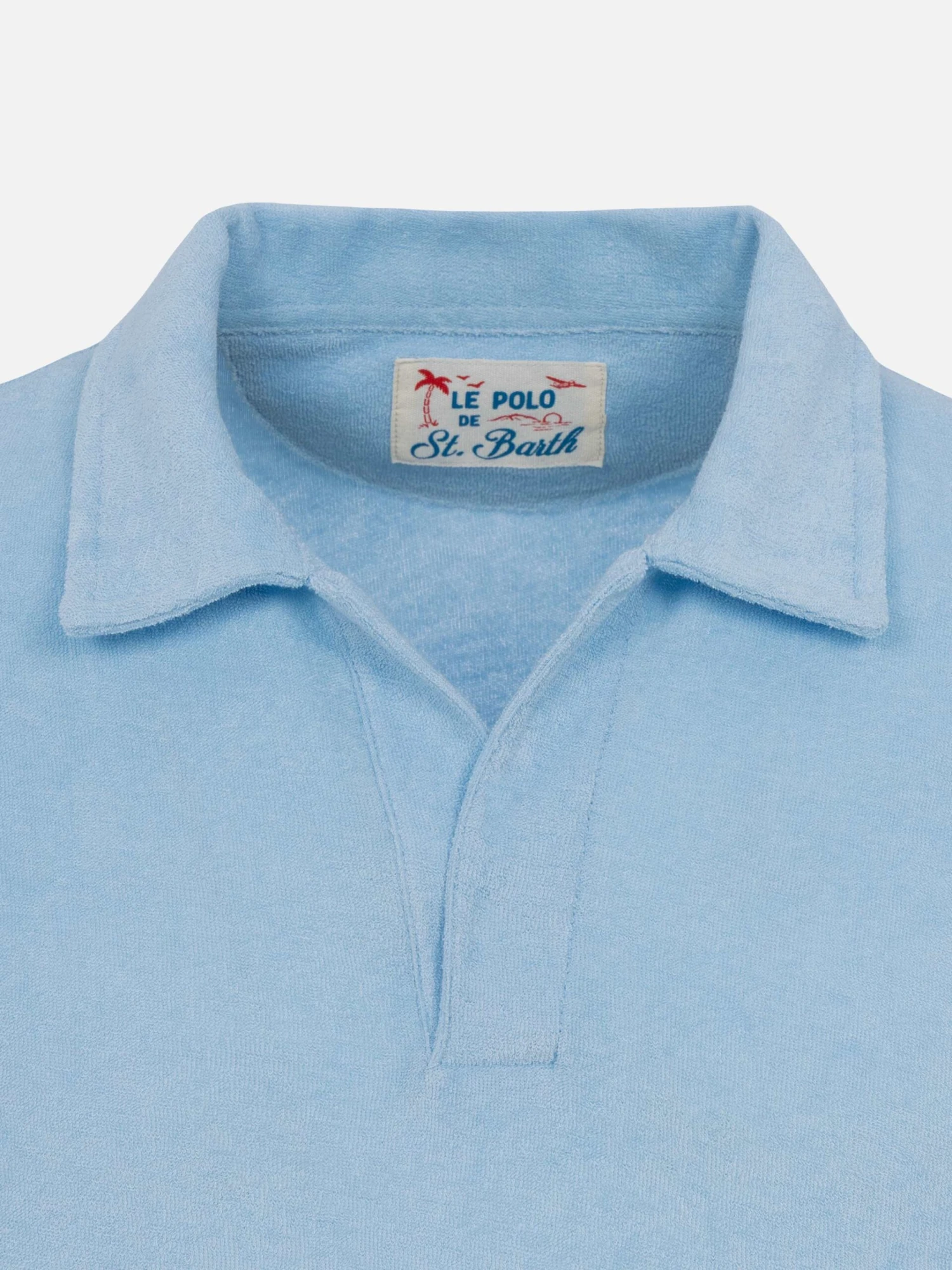 MC2 Saint Barth Jeremy Light Blue Terry Buttonless Polo Shirt 10 MC2 Saint Barth Jeremy Light Blue Terry Buttonless Polo Shirt - Image 8