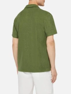 MC2 Saint Barth Jeremy Military Green Terry Buttonless Polo Shirt -MC2 Saint Barth Shop UID JER000101395H MAN POLOSHIRT GREEN PLAIN.COLOR mc2 3