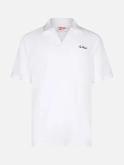 MC2 Saint Barth Man White Terry Polo Shirt Jeremy -MC2 Saint Barth Shop UID JER000102792F MAN POLOSHIRT WHITE 1