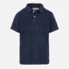 MC2 Saint Barth Boy Navy Blue Terry Polo Shirt Jeremy Jr With Striped Embossed Pattern