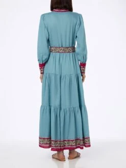 MC2 Saint Barth Woman Light Blue Linen Dress Jensen With Paisley Placed Print -MC2 Saint Barth Shop UID JNS000303462B WOMAN DRESS 0 20240627153500 2