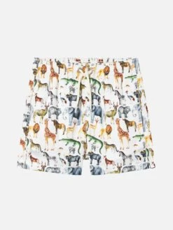 MC2 Saint Barth Boy Cotton Swim Shorts With African Zoo Print