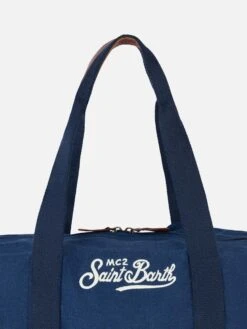 MC2 Saint Barth Blue Linen Travel Duffle Bag Jetleg -MC2 Saint Barth Shop UID JTEL00800127F ACCESSORY BAG BLUE 20240709213504 3