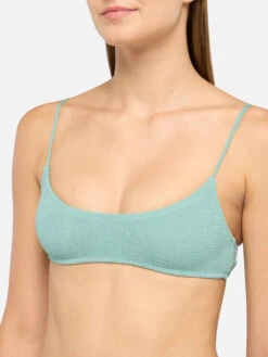 MC2 Saint Barth Bralette Bikini Judy Marielle In Sage Green Crinkle Lurex -MC2 Saint Barth Shop UID JUD000705771H WOMAN TOPBIKINI GREEN PLAIN.COLOR MC2 2