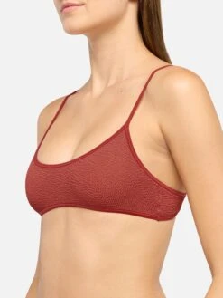 MC2 Saint Barth Bralette Bikini Judy Naomi With Cheeky Swim Briefs In Rust Orange Crinkle -MC2 Saint Barth Shop UID JUD000901345H WOMAN TOPBIKINI RED PLAIN.COLOR MC2 2