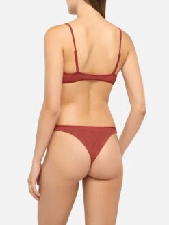 MC2 Saint Barth Bralette Bikini Judy Naomi With Cheeky Swim Briefs In Rust Orange Crinkle -MC2 Saint Barth Shop UID JUD000901345H WOMAN TOPBIKINI RED PLAIN.COLOR MC2 3