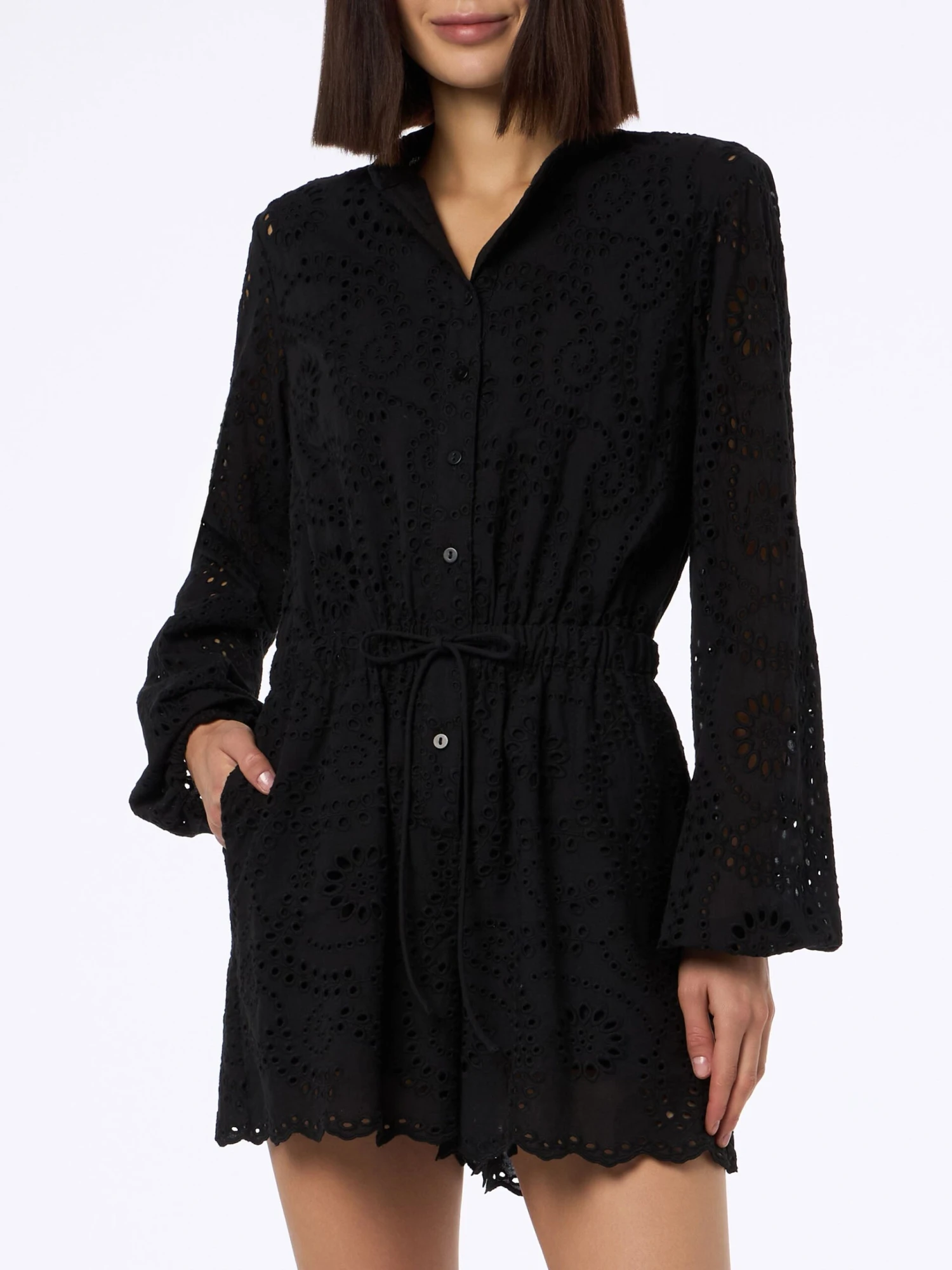 MC2 Saint Barth Woman Black Sangallo Lace Cotton Playsuit Julian 3 MC2 Saint Barth Woman Black Sangallo Lace Cotton Playsuit Julian