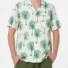 MC2 Saint Barth Man Cotton Shirt Kalea With Palm Print -MC2 Saint Barth Shop UID KALE00100840F MAN SHIRT WHITE 2