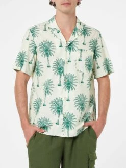 MC2 Saint Barth Man Cotton Shirt Kalea With Palm Print