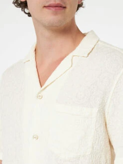 MC2 Saint Barth Man Linen Shirt Kalea With Flower Embroidery -MC2 Saint Barth Shop UID KALE00100844F MAN SHIRT WHITE 4