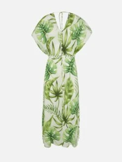 Tropical Leaves Print Long Dress -MC2 Saint Barth Shop UID KATE001JMLV10 WOMAN DRESS WHITE MC2 MC2 20250620123511 5