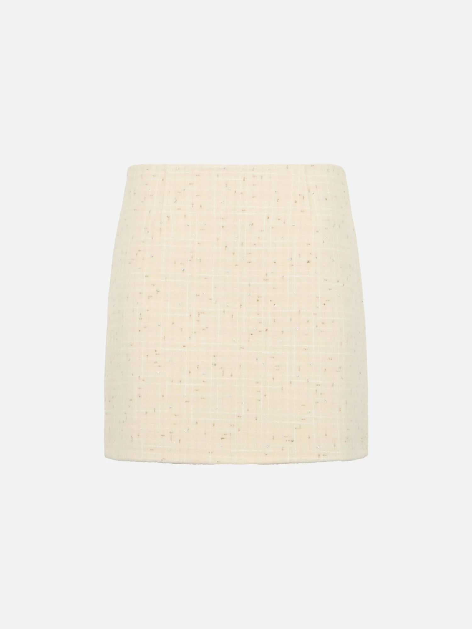 MC2 Saint Barth Woman Wooly Tweed White Skirt Katrine With Sequins 6 MC2 Saint Barth Woman Wooly Tweed White Skirt Katrine With Sequins - Image 4