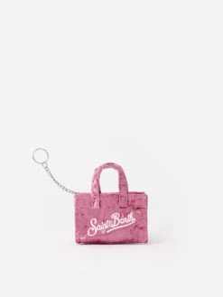 MC2 Saint Barth Pink Chenille Fabric Key Holder With Logo Embroidery
