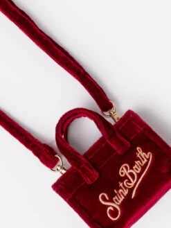 MC2 Saint Barth Burgundy Velvet Fabric Key Holder With Logo Embroidery -MC2 Saint Barth Shop UID KEYB00201338G ACCESSORY GENERICO RED 20241023113502 03