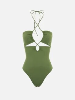 MC2 Saint Barth Military Green Cutout One Piece Swimsuit Kinsley