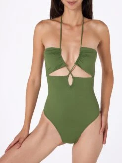 MC2 Saint Barth Military Green Cutout One Piece Swimsuit Kinsley -MC2 Saint Barth Shop UID KNS000109485D WOMAN ONEPIECE GREEN 5