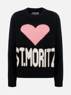 MC2 Saint Barth Woman Black Fair Isle Sweater Kyla With St. Moritz Jacquard 13 MC2 Saint Barth Woman Black Fair Isle Sweater Kyla With St. Moritz Jacquard -MC2 Saint Barth Shop UID KYLA00203096G WOMAN KNITWEAR BLACK POSTCARDS PLACES ST. MORITZ 01