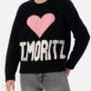 MC2 Saint Barth Woman Black Fair Isle Sweater Kyla With St. Moritz Jacquard