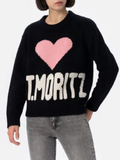 MC2 Saint Barth Woman Black Fair Isle Sweater Kyla With St. Moritz Jacquard