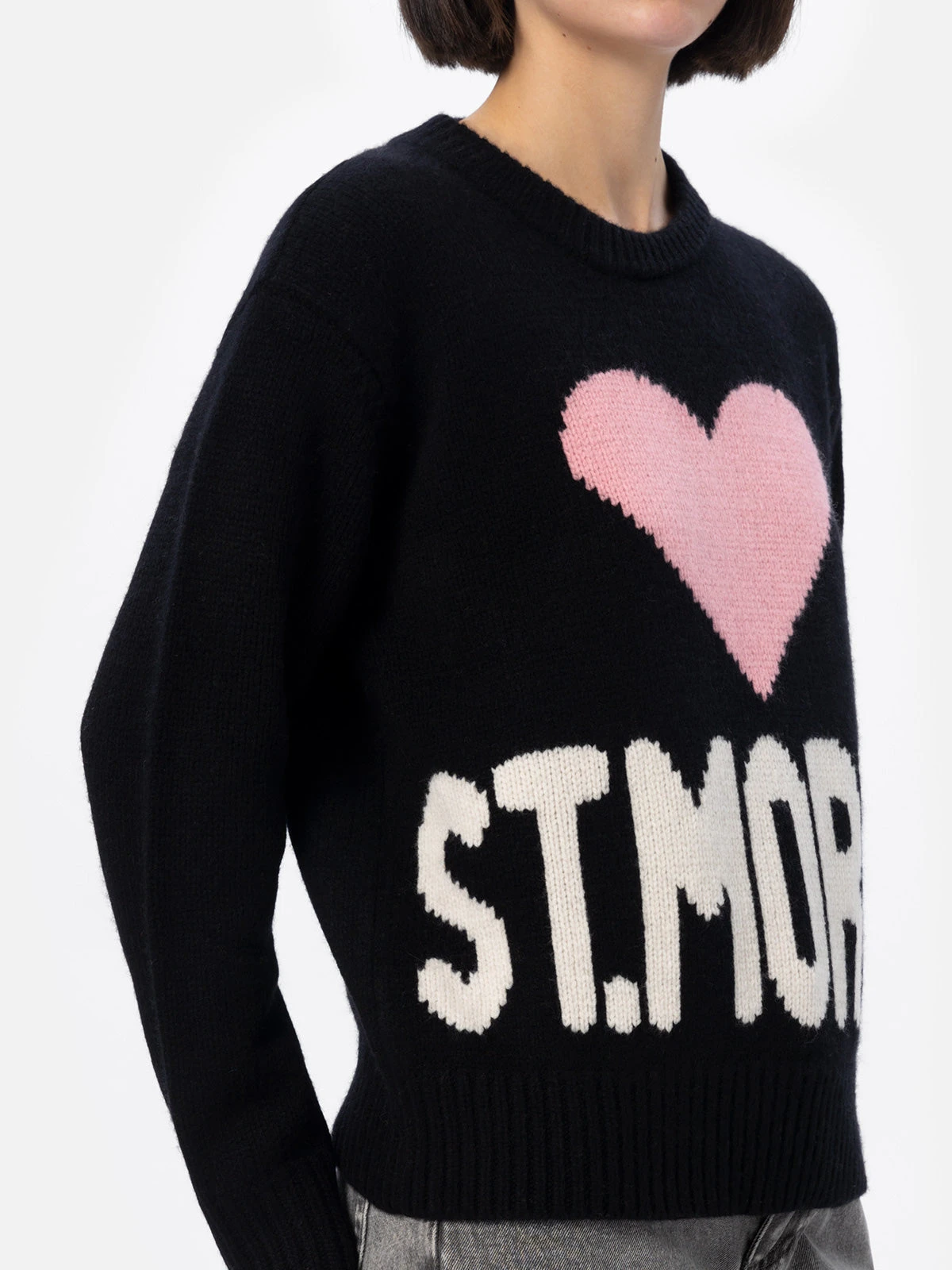 MC2 Saint Barth Woman Black Fair Isle Sweater Kyla With St. Moritz Jacquard 4 MC2 Saint Barth Woman Black Fair Isle Sweater Kyla With St. Moritz Jacquard - Image 2