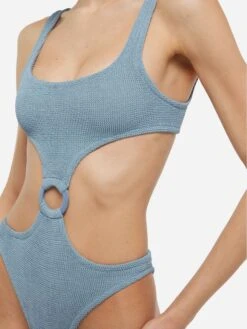 MC2 Saint Barth Laurel Crinkle Lurex Silver Cut-out One-piece Swimsuit -MC2 Saint Barth Shop UID LAU000200301H WOMAN ONE PIECE BLUE LUREX 20250320133500 2