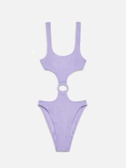 MC2 Saint Barth Laurel Crinkle Lurex Lilac Cut-out One-piece Swimsuit