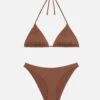MC2 Saint Barth Triangle Bikini Leah Lido In Brown With Classic Swim Briefs -MC2 Saint Barth Shop UID LEH000100132H