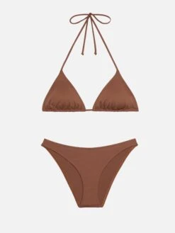 MC2 Saint Barth Triangle Bikini Leah Lido In Brown With Classic Swim Briefs