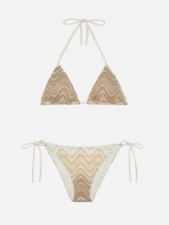 MC2 Saint Barth Traingle Bikini Leah Virgo In Beige Raschel Knit