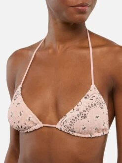 MC2 Saint Barth Marielle Pink Classic Swim Briefs With Bandanna Print - Leah Pink Crinckle Triangle Top -MC2 Saint Barth Shop UID LEH0001003042H WOMAN TOPBIKINI PINK BANDANNA MC2 2