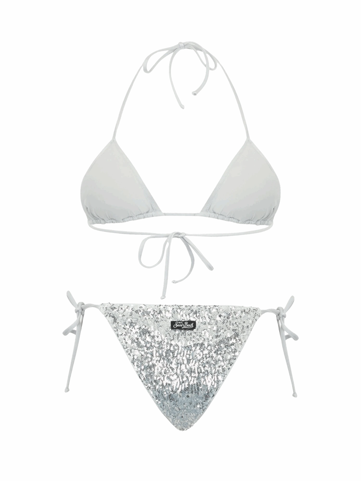 MC2 Saint Barth Woman Silver Sequins Triangle Bikini Leah Marielle 5 MC2 Saint Barth Woman Silver Sequins Triangle Bikini Leah Marielle - Image 3