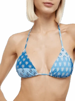 MC2 Saint Barth Triangle Bikini Leah Virgo With Floral Patch Print -MC2 Saint Barth Shop UID LEH000101021H WOMAN TOP SKY 0 0 2