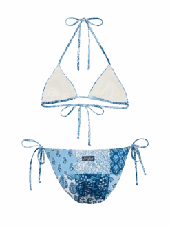 MC2 Saint Barth Triangle Bikini Leah Virgo With Floral Patch Print -MC2 Saint Barth Shop UID LEH000101021H WOMAN TOP SKY 0 0 5