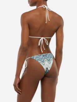 MC2 Saint Barth Marielle Raschel Classic Swim Briefs With Wave Pattern - Leah Raschel Wave Pattern Triangle Top -MC2 Saint Barth Shop UID LEH000101844H WOMAN TOPBIKINI GREEN 0 0 3