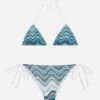 MC2 Saint Barth Marielle Raschel Classic Swim Briefs With Wave Pattern - Leah Raschel Wave Pattern Triangle Top -MC2 Saint Barth Shop UID LEH000101844H WOMAN TOPBIKINI GREEN 4