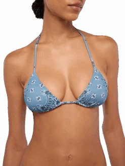 MC2 Saint Barth Classic Triangle Bikini Leah Marielle With Bandanna Print -MC2 Saint Barth Shop UID LEH000103185H WOMAN TOPBIKINI BLUE 0 0 2