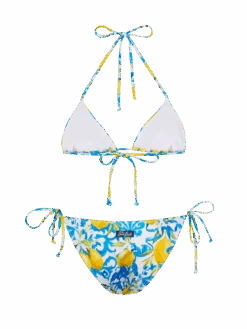 MC2 Saint Barth Triangle Bikini Leah Virgo With Majolica Print -MC2 Saint Barth Shop UID LEH000106703H WOMAN TOP WHITE 0 0 5
