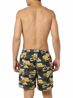 MC2 Saint Barth Man Lightweight Fabric Swim-shorts Lighting With Off-road Car Print -MC2 Saint Barth Shop UID LIG000100101F MAN SWIMSHORT GREEN 2
