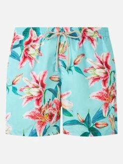 MC2 Saint Barth Man Lightweight Fabric Swim-shorts Lighting With Tropical Flowers Print