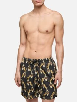 MC2 Saint Barth Lightweight Fabric Swim-shorts Lighting With Watche And Tiger Print 10 MC2 Saint Barth Lightweight Fabric Swim-shorts Lighting With Watche And Tiger Print -MC2 Saint Barth Shop UID LIG000102191H MAN SWIMSHORT BLACK WATCHES 0 1
