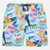 MC2 Saint Barth Lightweight Fabric Swim Shorts Lighting With Postcards Print