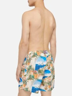 MC2 Saint Barth Lightweight Fabric Swim-shorts Lighting With Capri View Print | AI CO-CREATED DESIGN BY RICKDICK - POWERED BY RED-EYE -MC2 Saint Barth Shop UID LIG000105409H MAN SWIMSHORT SKY POSTCARDPLACES AIBYRICKDICK 20250516163550 3