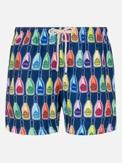 MC2 Saint Barth Lightweight Fabric Swim-shorts Lighting With Bottles Print