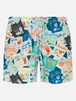 MC2 Saint Barth Lightweight Fabric Swim-shorts Lighting With Cocktail Print