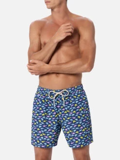 MC2 Saint Barth Man Lightweight Fabric Swim-shorts Lighting Micro Fantasy With Shark Print -MC2 Saint Barth Shop UID LIG000300656F MAN SWIMSHORT BLUE 01