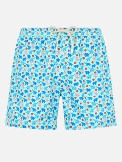 MC2 Saint Barth Man Lightweight Fabric Swim-shorts Lighting Micro Fantasy With Elephant Print