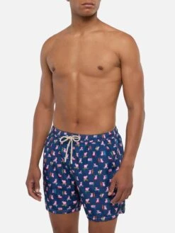 MC2 Saint Barth Man Light Fabric Swim Shorts With Skater Pigs Print -MC2 Saint Barth Shop UID LIG000300759D MAN SWIMSHORT BLUE FUNNYPRINTS MC2 1