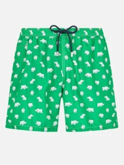 MC2 Saint Barth Man Lightweight Fabric Swim-shorts Lighting Micro Fantasy With Rhino Print