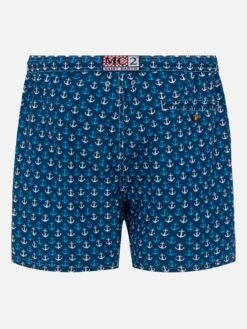MC2 Saint Barth Lightweight Fabric Swim Shorts Lighting With Anchor Print -MC2 Saint Barth Shop UID LIG000302403H MAN SWIMSHORT BLUE 20250315084127 02