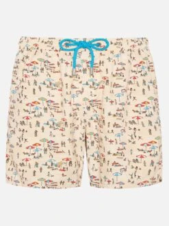 MC2 Saint Barth Lightweight Fabric Swim Shorts Lighting With Beach People Print